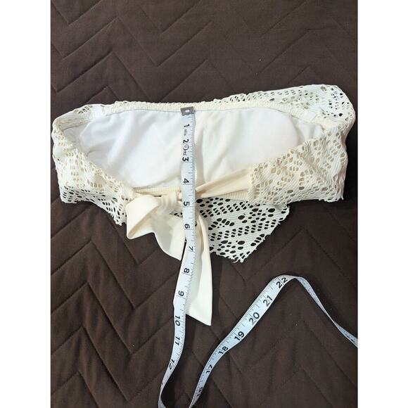 Women's crochet handkerchief bandeau cream top size S no tag - Picture 2 of 5
